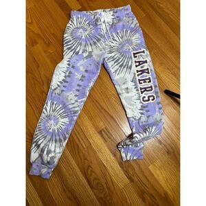 Y2K Hybrid Apparel Lakers Tie Dye Sweatpants Joggers Purple Gray Size M